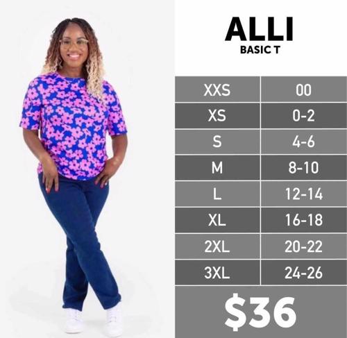 Alli Size Chart